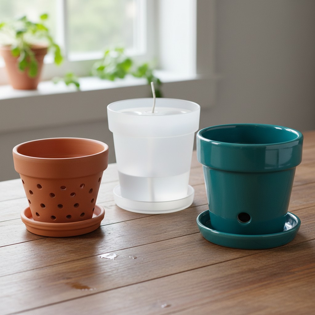 Terracotta pot self-watering planter and ceramic pot for indoor herbs