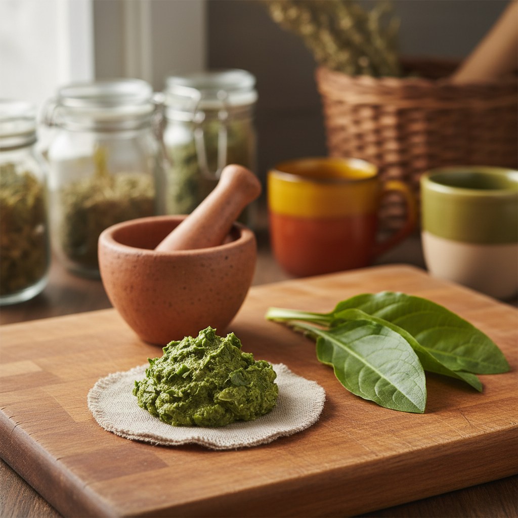 Plantain Poultice for Stings and Bites, homesteading