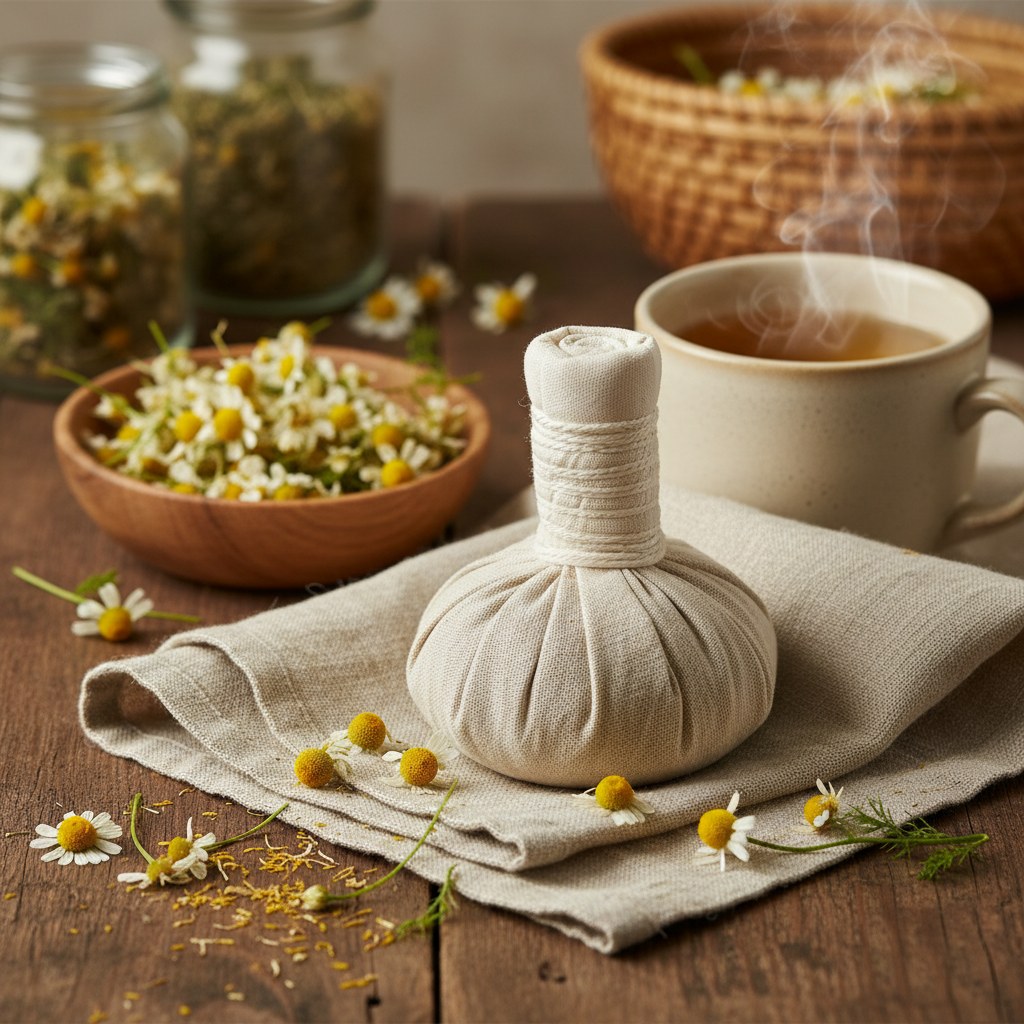 Chamomile Compress, homesteading