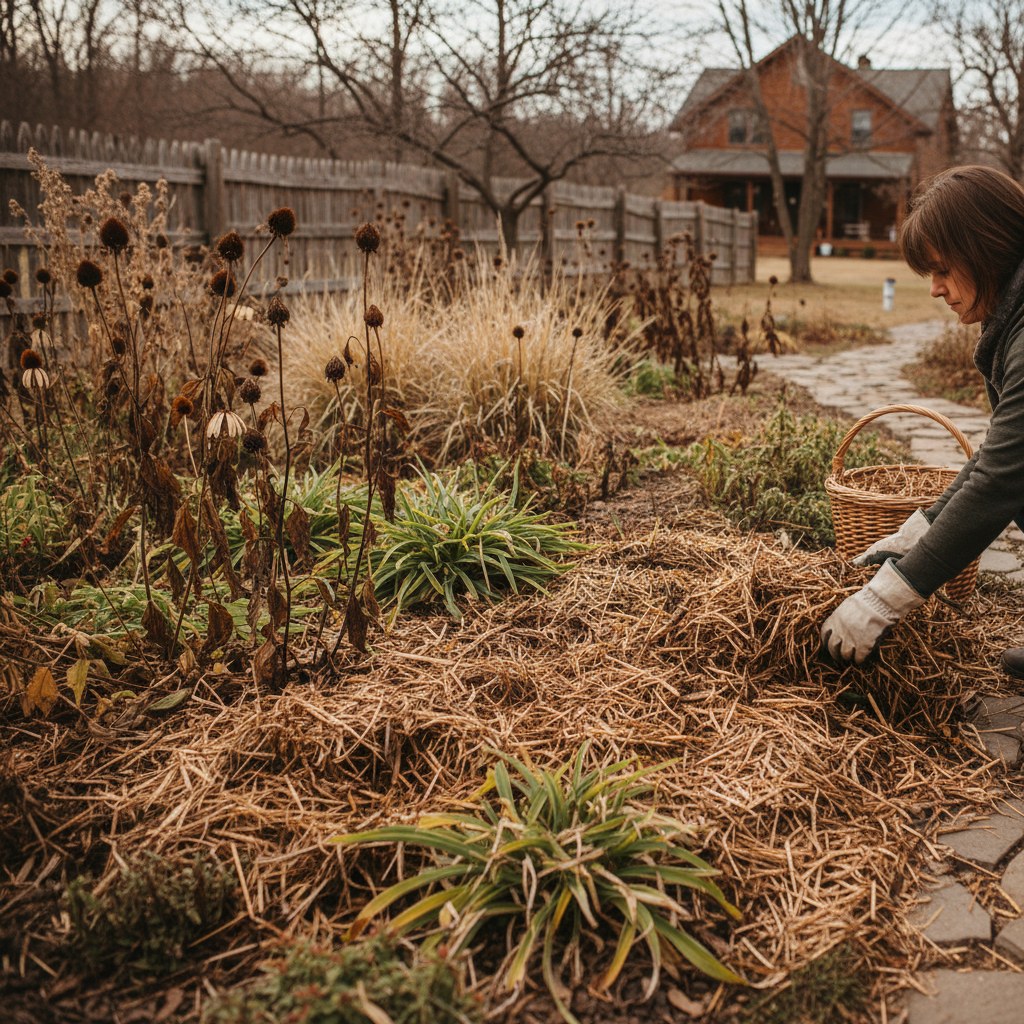 Mulching Perennial Beds for Winter Protection, homesteading