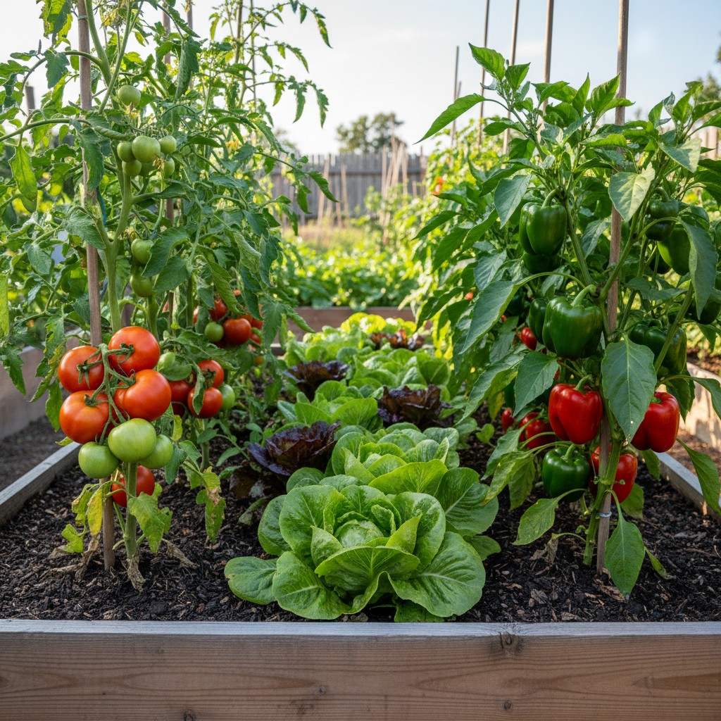 Thriving vegetables in perfect soil mix