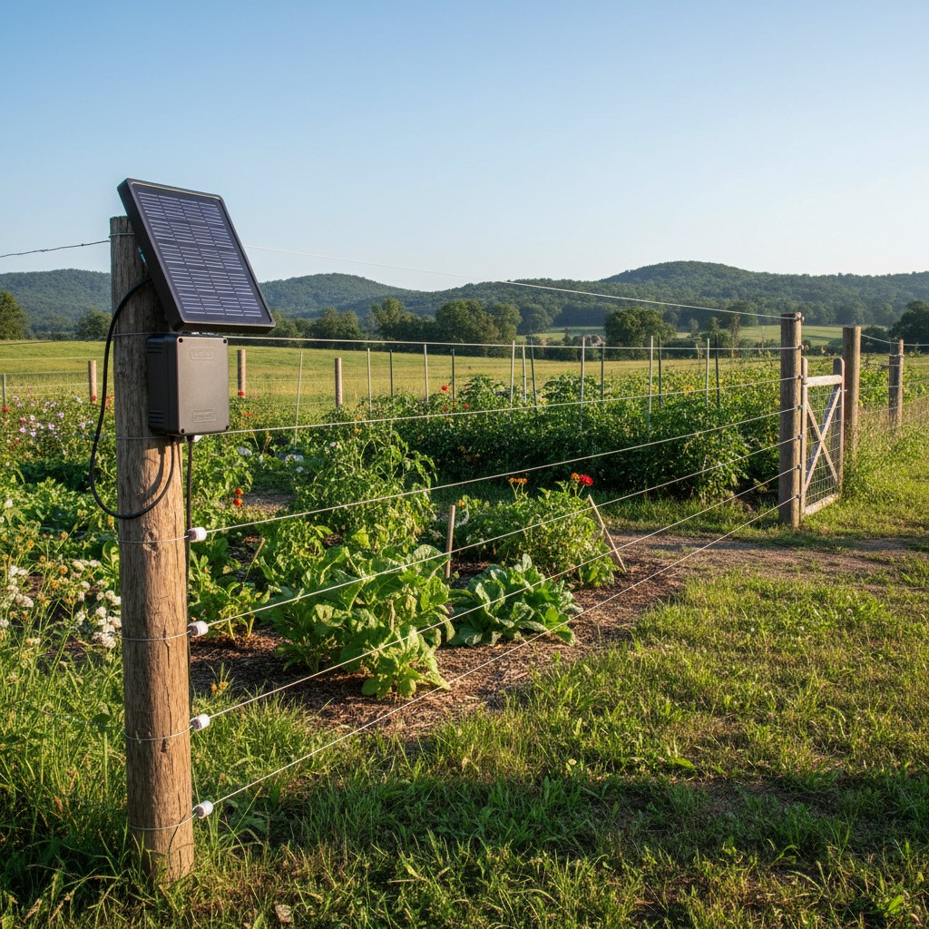 Solar-powered electric deer fence