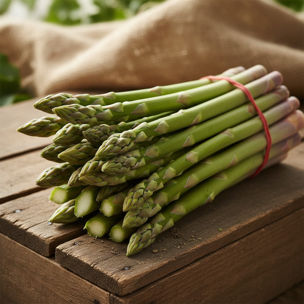A bundle of freshly cut asparagus spears