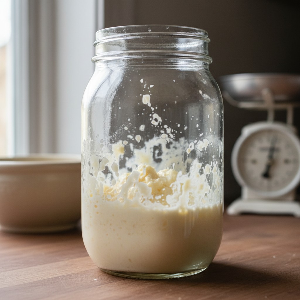 A mason jar of cream being shaken, thickening