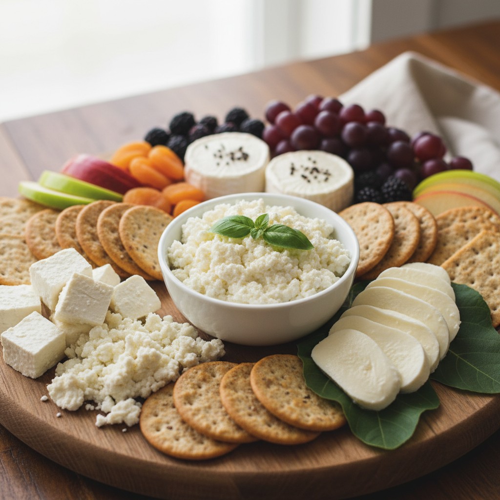 Board with all five homemade cheeses
