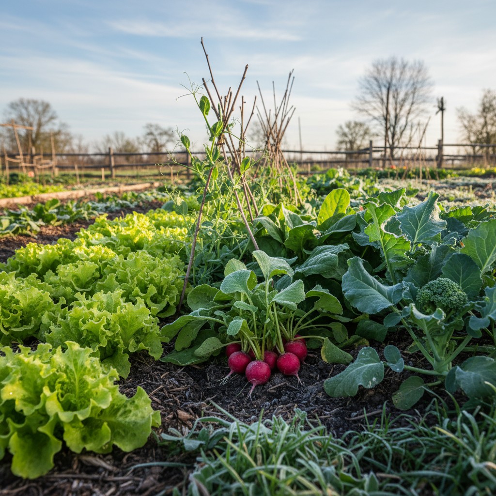Cool-season vegetables in early spring