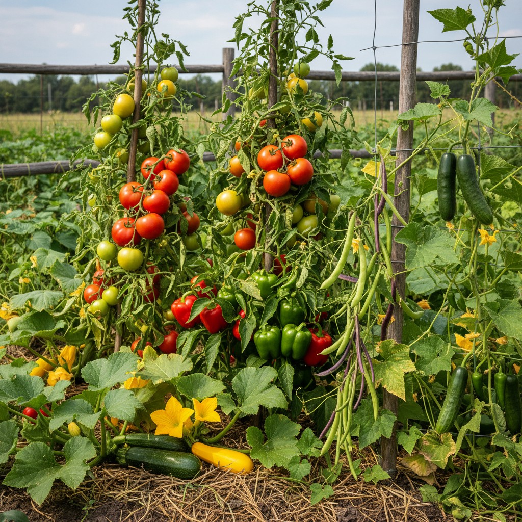 Warm-season vegetables in midsummer