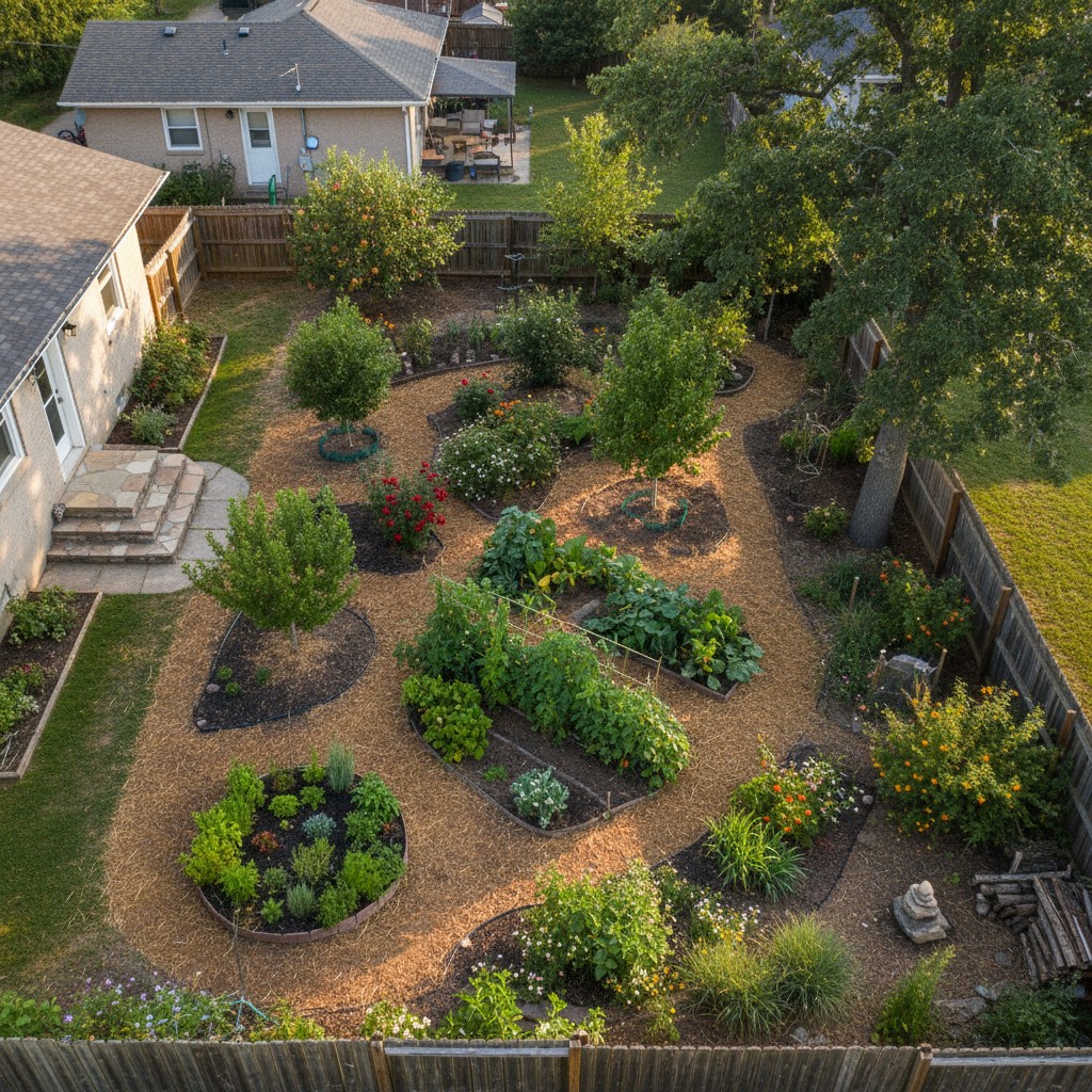Small backyard showing permaculture zone layout