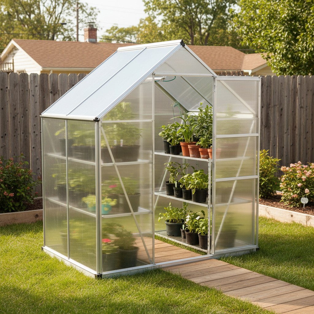 Small polycarbonate panel greenhouse