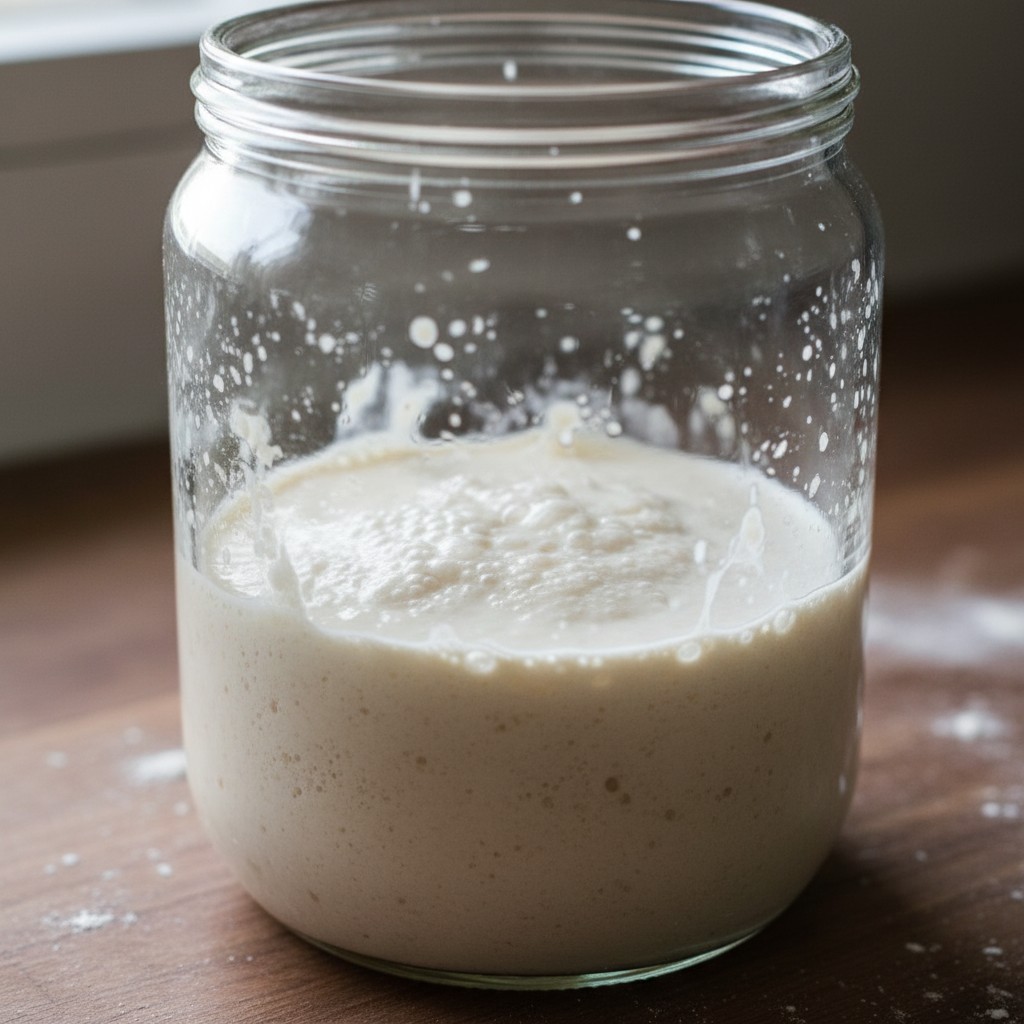 Day 3 starter showing first bubbles forming