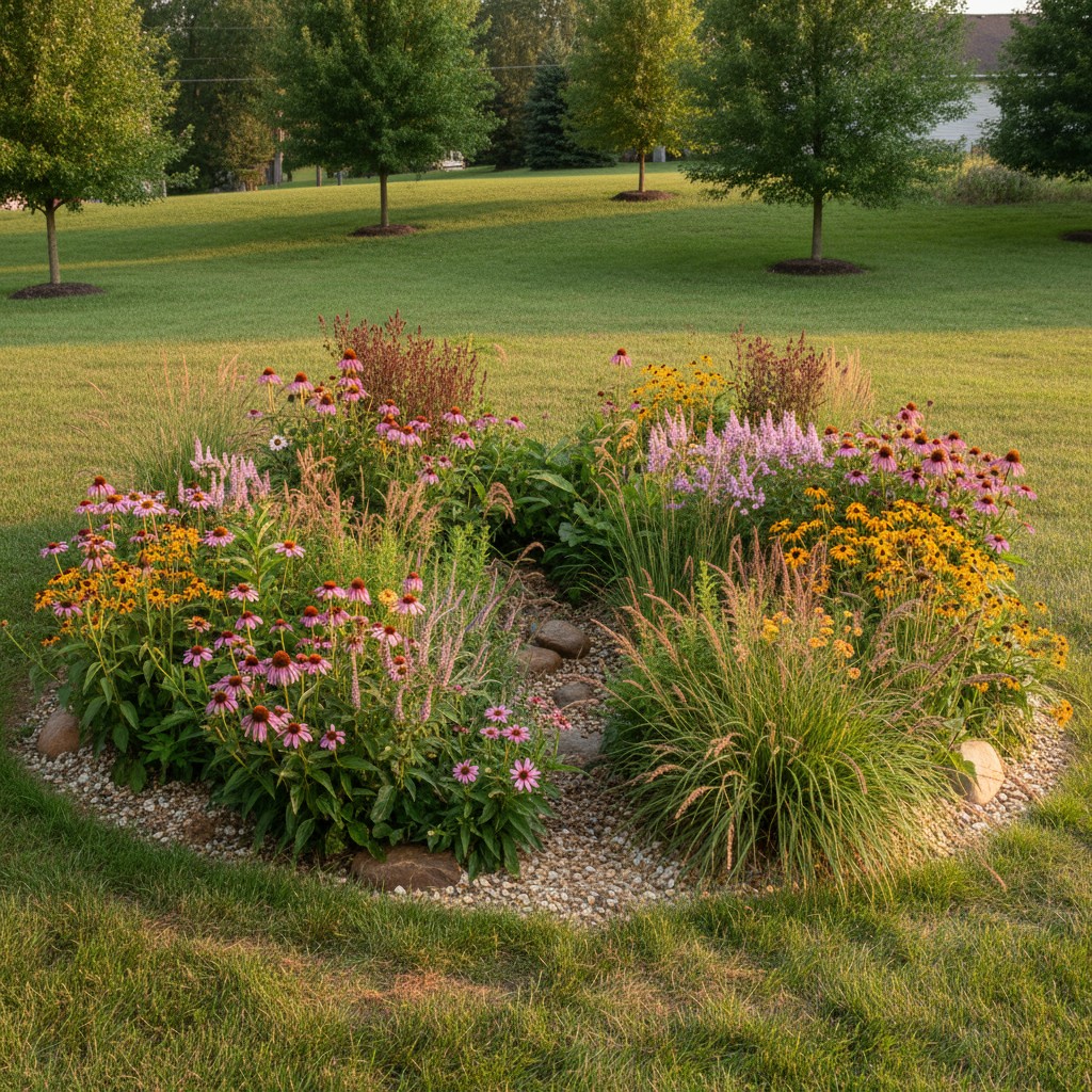 Rain garden with native plants