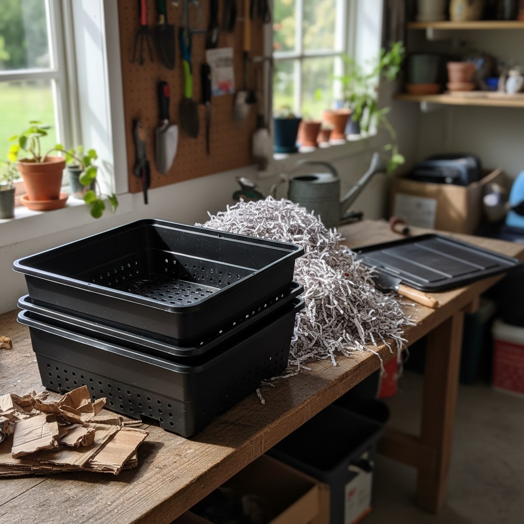 DIY worm bin made from stacking plastic totes