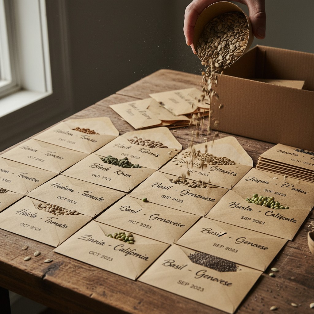 Seed storage box with organized envelopes
