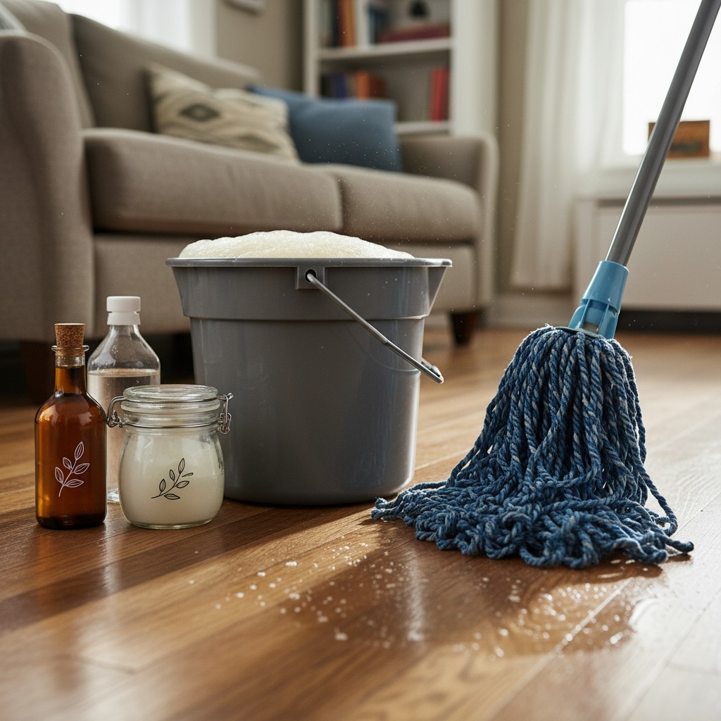 Cleaning caddy with homemade natural cleaning products