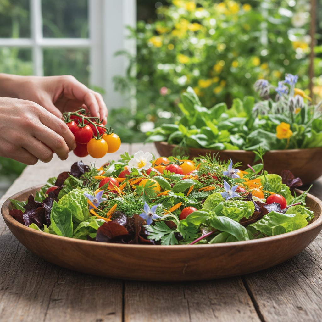 Garden vegetables being prepared for a family meal