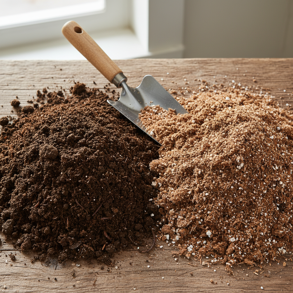 Comparison of heavy garden soil versus light potting mix